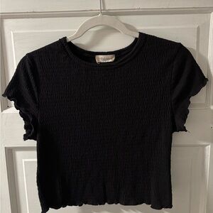 Altar'd State Black Textured Short Sleeve Top